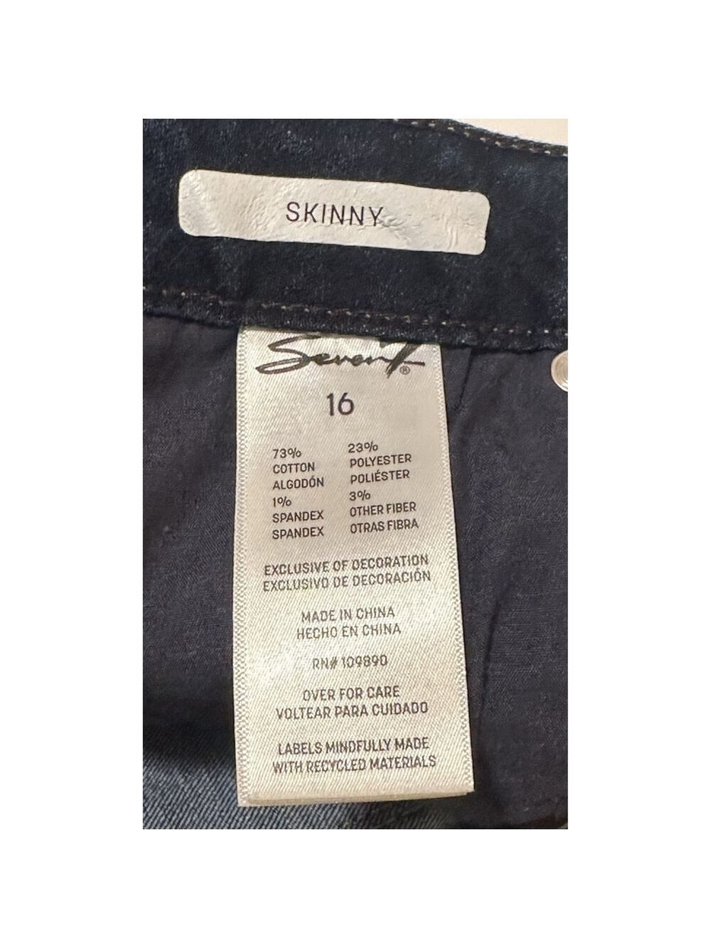 Seven7 Skinny Jeans Womens 16 Blue Denim City Western Cowgirl Cotton & Spandex - Picture 3 of 16